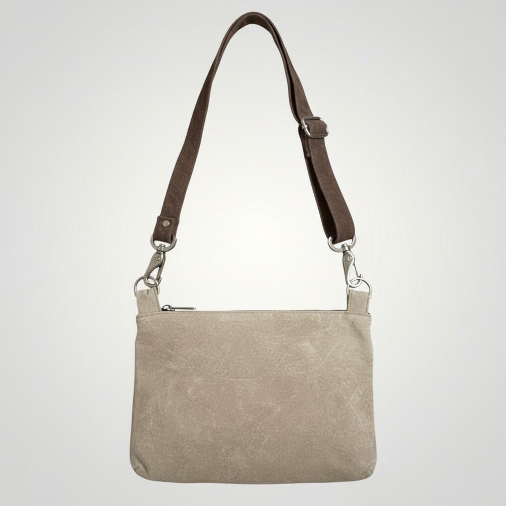 Lizden Leather Crossbody Bag Tan Minimalist Adjustable Gorpcore Utility Neutral